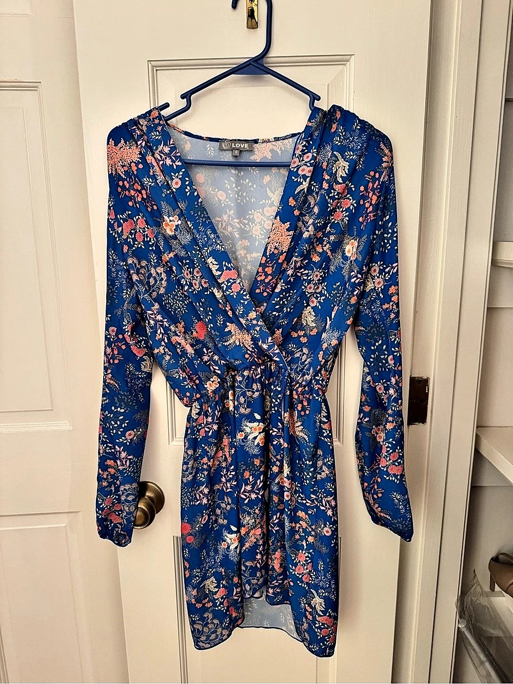 Love Floral Wrap Mini Dress Blue